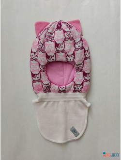 Шапка-шлем  20101-04, цвет белый, розовый р. 48-50