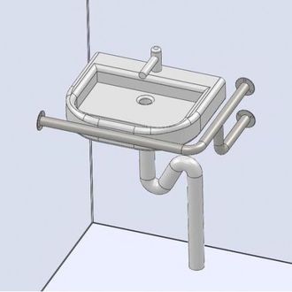 Поручень для раковины угловой с 3-мя креплениями в стену