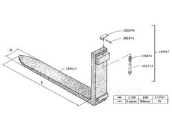 Клык вил в сборе (L=1150мм) EB687-Piccolo 696.28.42.13.00.00.00