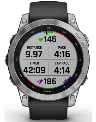 Умные часы Garmin Fenix 7 серебристый с графитовым силиконовым ремешком