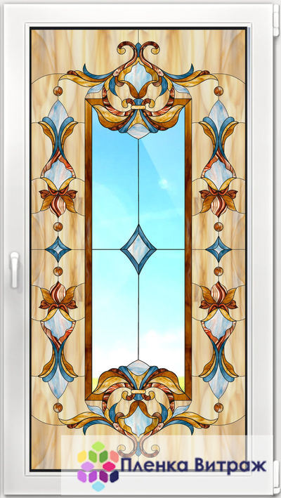 Витражная пленка, витражная пленка самоклеющаяся, пленочный витраж с классическим рисунком