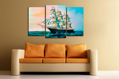 Модульная картина "Корабль в море"