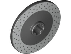 Technic, Disk 3 x 3 with Disk Brake Silver Drilled Rotor Pattern, Black (2958pb063 / 6191951)