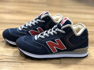 Кроссовки New Balance 574 Blue/Red Зимние