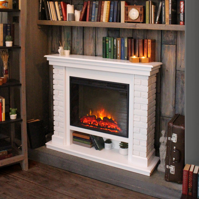 камин Brixton WT с очагом Sparta 25.5 LED