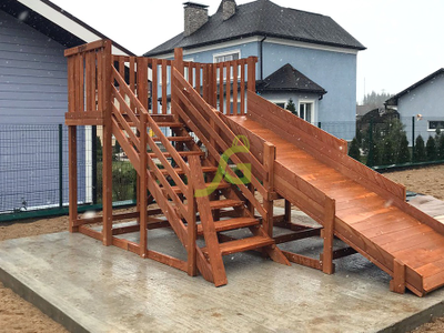 Деревянная зимняя горка Snow Fox, скат 4 м