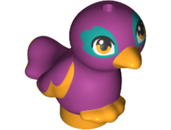 Bird, Friends / Elves, Feet Joined with Magenta Body and Bright Light Orange Eyes Pattern Pepper, Bright Light Orange (35074pb02 / 6211857)
