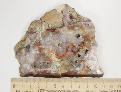 Кварц, Халцедон, срез полированный с двух сторон, Кавказ, Приэльбрусье (106*96*10 мм, 178 г) №28229