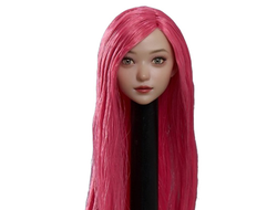 Женская голова (скульпт) с длинными розовыми волосами и подвижными глазами - 1/6 scale beautiful women with head carving and joy (ZC008E) - Z6TOYS