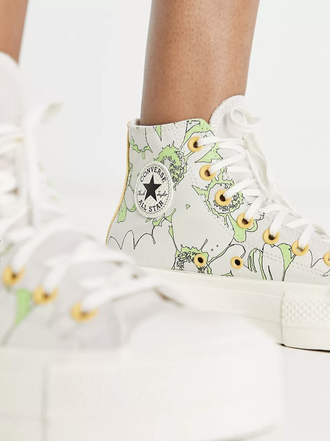 Кеды Converse Lift с цветочками на платформе