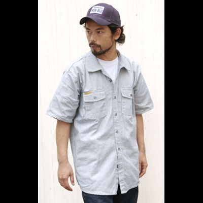 Рубашка Prison Blues® HICKORY WORK SHIRT [Пуговицы/Короткий рукав]