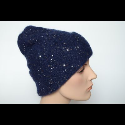 Синяя шапка вязаная с отворотом Vizio Италия 6943 CRY