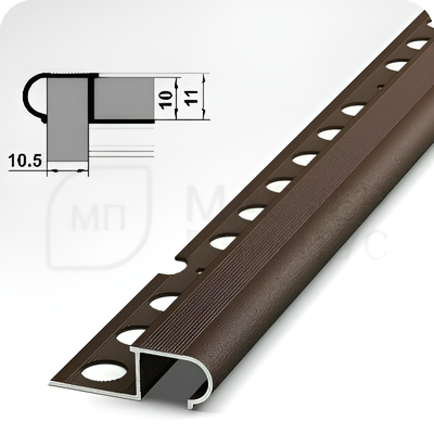 Профиль окантовочный для ступеней из плитки Лука ПУ 08.2700.03 Шоколад