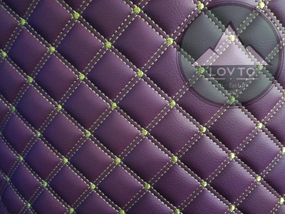 Коврики Люкс 3D фиолетовая экокожа и бежевая отстрочка