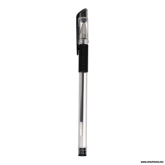 Ручка гелевая 0.5 мм / чёрный стержень / прозрачный корпус/ с резиновым держателем