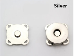 Магнитные пришивные кнопки для сумок и одежды, цвет серебро, размер 15 мм, цена за 1 шт