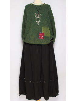 Брюки-юбка  "Широкие с клепками" черные до р.54