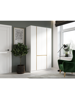 Мадера Шкаф М1200.4 Белый/Вставка Дуб крафт золотой