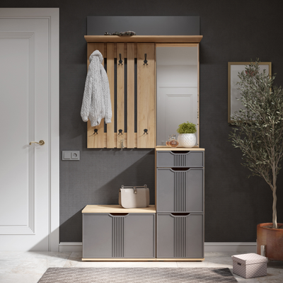 Композиция Прихожей ЭМИЛИЯ Дуб Крафт золотой/Графит