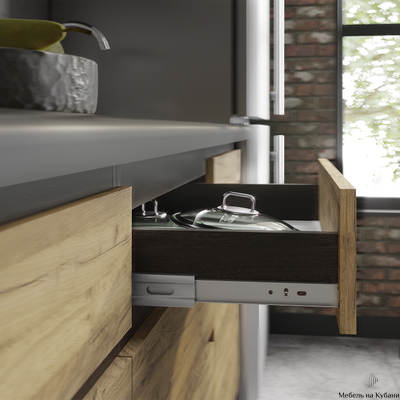 Лофт 1 м кухонный гарнитур Крафт/Венге столешница 38 мм черный мрамор