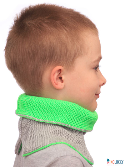 Шарф(снуд)  22-33 двойной, цвет серый, салатовый размер 2