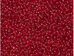 БИСЕР PRECIOSA 10/0 - 50г - 97070 ПРОЗРАЧНЫЙ С СЕРЕБРЯНОЙ ЛИНИЕЙ ВНУТРИ КРАСНЫЙ (ОГОНЁК)