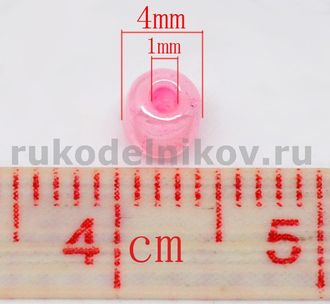 бисер 4 мм, цвет-розовый, 10 гр/уп