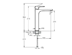 Смеситель для раковины-чаши, черный матовый, VitrA Root Round, A4270736EXP