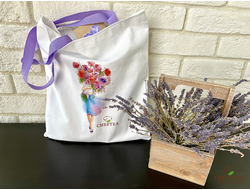 Сумка CHEFTEA с букетом белая