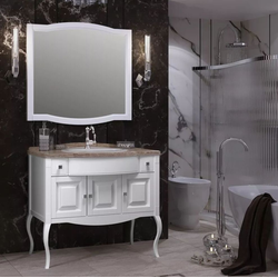 Мебель для ванной Opadiris Лаура 100 белый без патины (мраморная столешница)