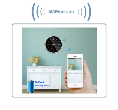 IP видеоняня WiFi/LAN (Настенные часы  чёрные, круглые) с аккумулятором и с DVR, Full HD 2 Mp (HDSmartIPC)