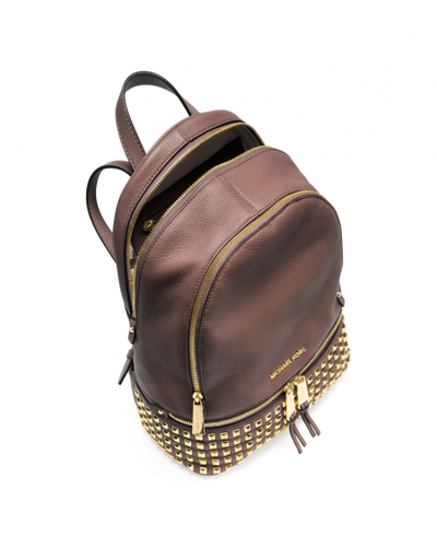 Рюкзак Michael Kors Rhea (коричневый с золотыми заклепками)