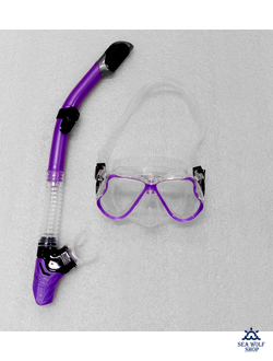 Маска для дайвинга с трубкой СВВ комплект фиолетовый