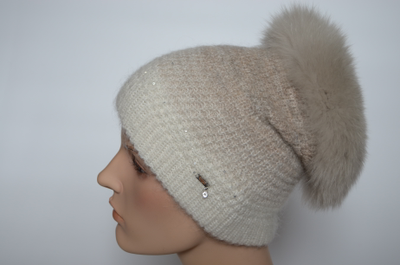 Vizio Италия 6711 TP белая с бежевым шапка с мехом