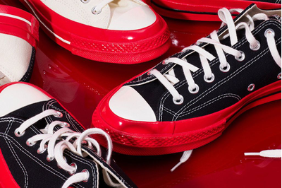 Стильные настоящие черные Кеды Converse Comme des Garcons Play с красной подошвой A01795C