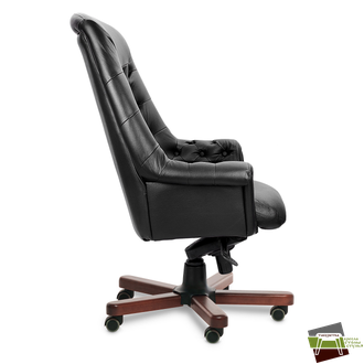 Кресло для руководителя Zurich A кожа черная+к/з/т.орех