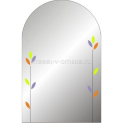 зеркало арочной формы с декором из цветного стекла
