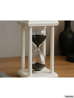ЛЮКС! Песочные часы, на 30 минут, 8.8×14 см, деревянные, белые (с индивидуальной гравировкой)