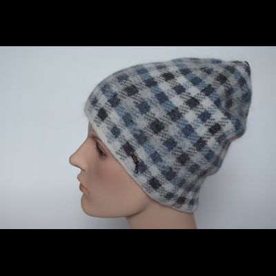 Шапка в клетку вязаная для женщин Vizio Италия 6944 CY белая