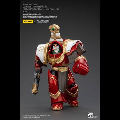 Терминатор кабала Сехмет Тысячи Сынов (Warhammer Horus Heresy) - КОЛЛЕКЦИОННАЯ ФИГУРКА 1/18 Thousand Sons Sekhmet Volkite Charger And Power Fist (JT8612) - JOYTOY