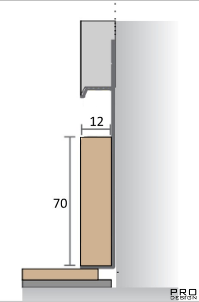 Плинтус "ВСТАВКА" скрытого монтажа Universal встраиваемый в стену шпон Американского ореха