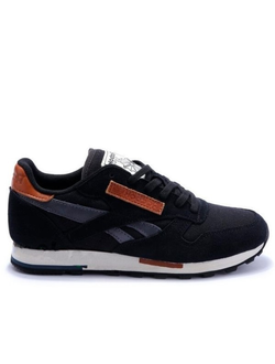 Кроссовки Reebok Classic Leather черные с коричневым
