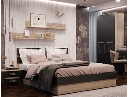 Кровать 2-сп Ким, графит/сонома