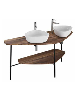 Столешница под 2 раковины Vitra Plural, 160 см, массив, цвет темный дуб, 64043