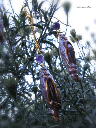 Фарфоровый комплект украшений "Тайна Восточной Колдуньи" с натуральными аметистами