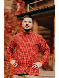 Современная косоворотка "Богатырская" пестрядь