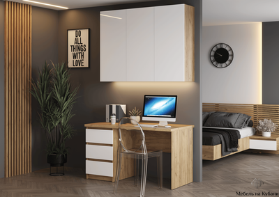 Бостон ШН-001 шкаф навесной Дуб Крафт золотой/Белый глянец