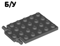 ! Б/У - Plate, Modified 4 x 6 with Trap Door Hinge (Long Pins), Dark Bluish Gray (92099 / 4595710) - Б/У