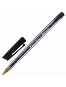 Ручка шариковая STAEDTLER (Германия) "Stick", ЧЕРНАЯ, корпус прозрачный, узел 1 мм, линия письма 0,35 мм, 430 M-9, 20 штук в упаковке