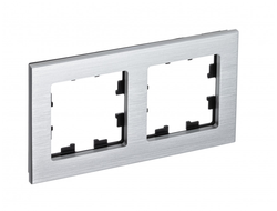 Рамка 2 поста металл серебро, серия AtlasDesign